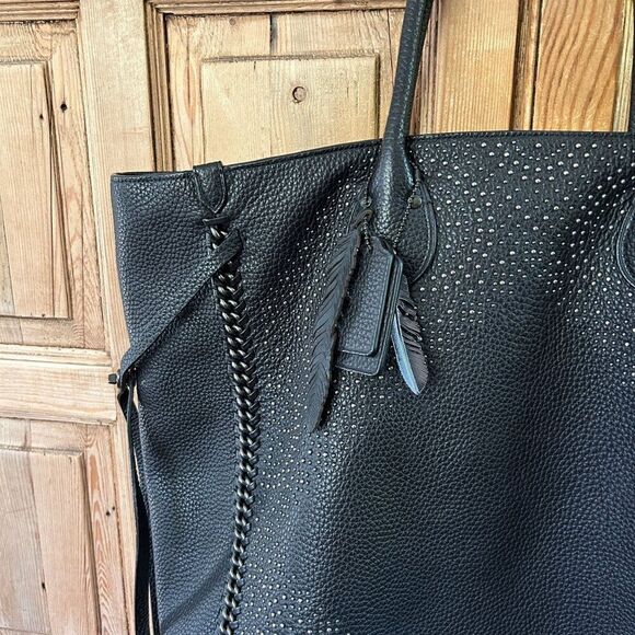Coach‎ Tatum Studded Tall Tote in Pebbled Leather Black Oversized Metal Chain - Picture 6 of 16